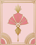 Pink Gold Art Deco Fan Pattern Rug