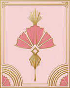 Pink Gold Art Deco Fan Pattern Rug