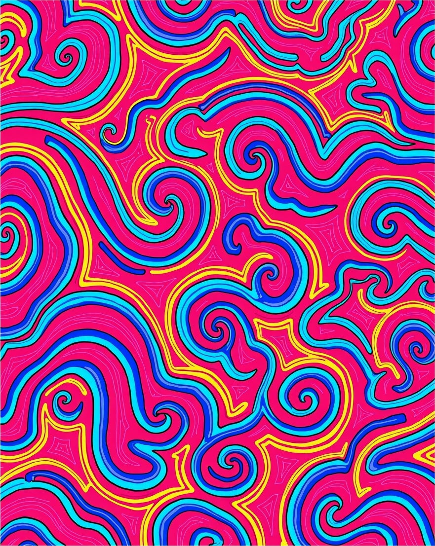 Vibrant Swirl Wavy Abstract Pattern Rug