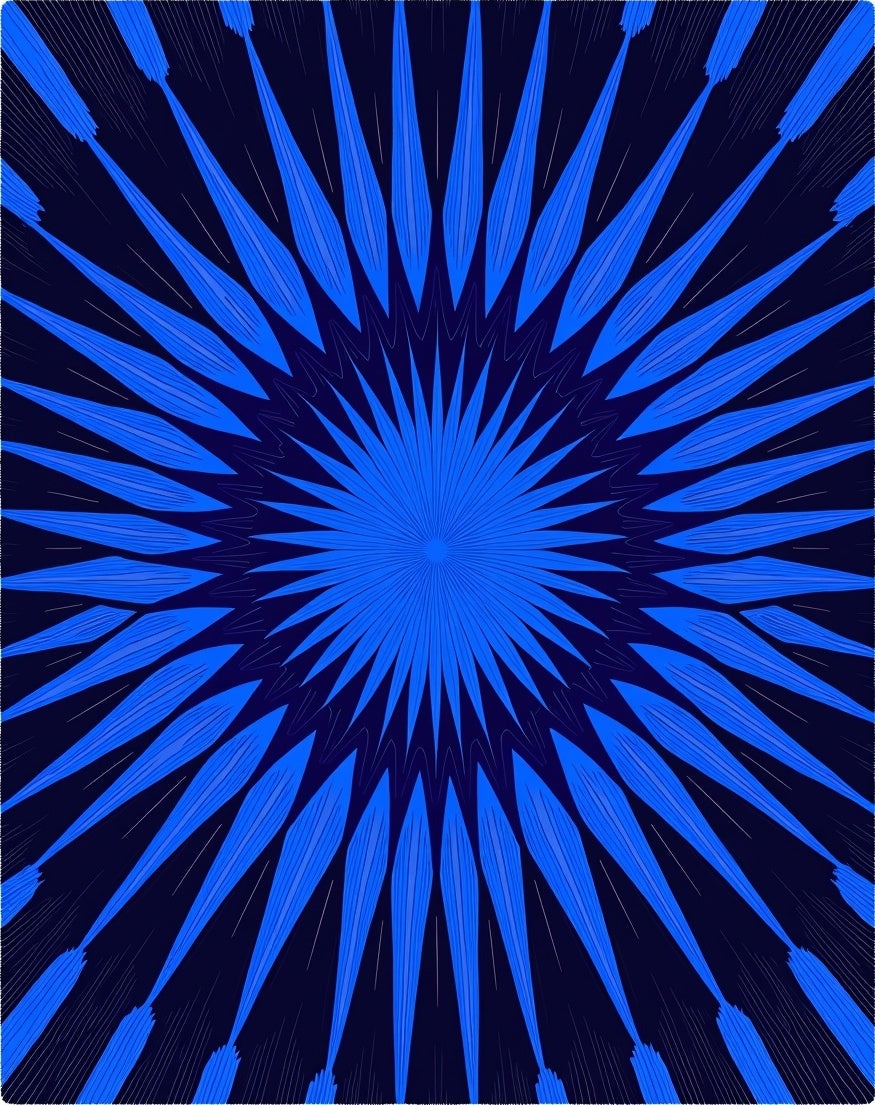 Abstract Blue Starburst Pattern Rug