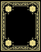 Golden Floral Starburst Medallion Border Rug