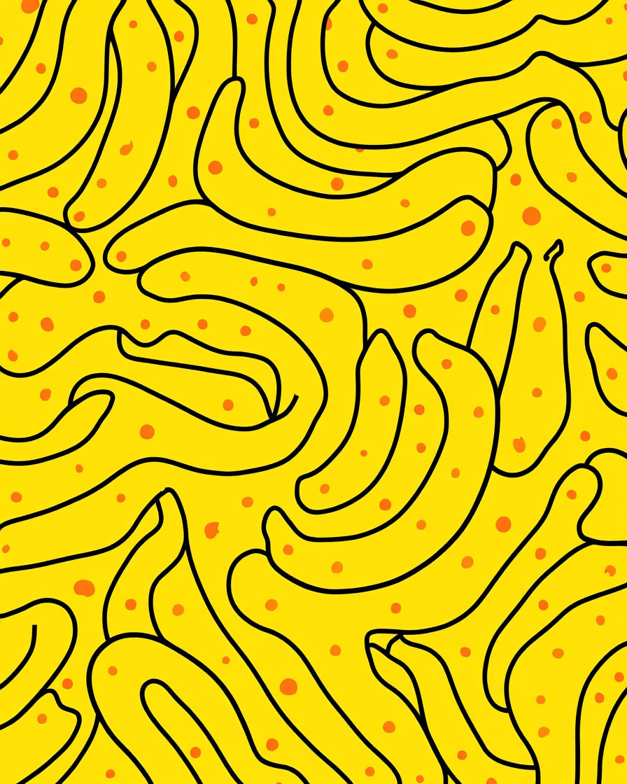 Whimsical Yellow Banana Pattern Design Rug