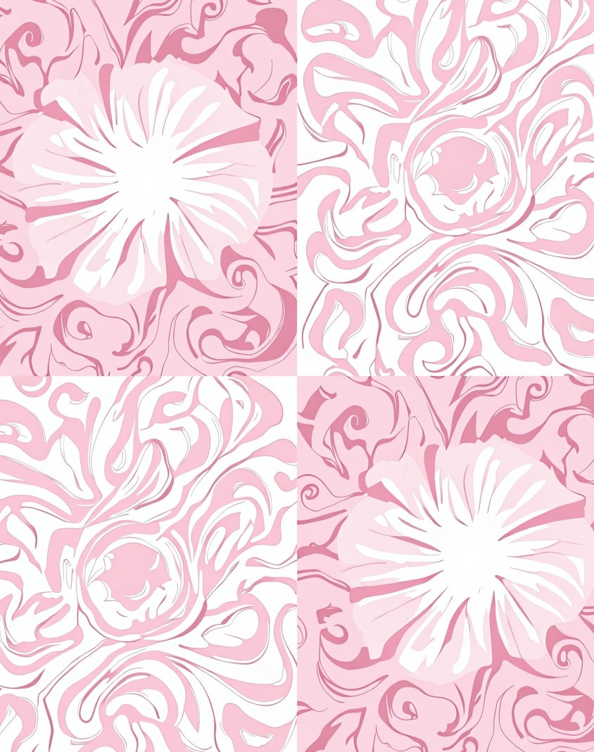 Pink Floral Swirl Abstract Pattern Rug