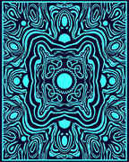 Symmetrical Blue Swirl Abstract Pattern Rug