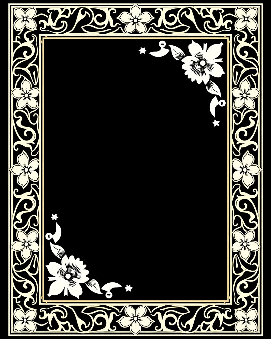 Floral Vines Swirls Decorative Frame Rug
