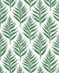 Deep Green Fern Leaf Pattern Rug