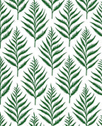 Deep Green Fern Leaf Pattern Rug