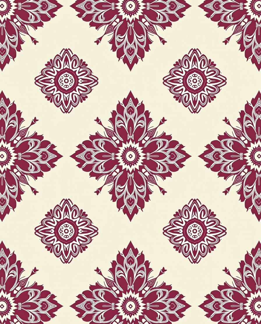 Crimson Floral Medallion Pattern Rug