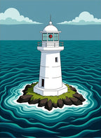 Coastal Lighthouse Graphic Rug