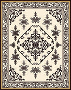 Ornate Floral Damask Pattern Rug