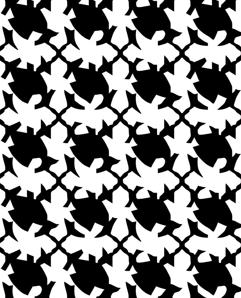 Bold Black Interlocking Geometric Pattern Rug