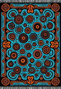 Blue Orange Medallion Sunburst Rug