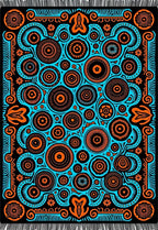 Blue Orange Medallion Sunburst Rug