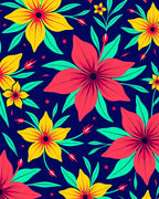 Vibrant Floral Patterned Tropical Rug