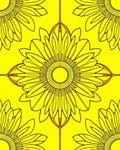 Radiant Yellow Floral Art Deco Rug