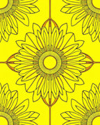 Radiant Yellow Floral Art Deco Rug
