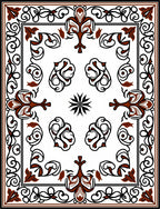 Ornate Floral Scroll Pattern Rug