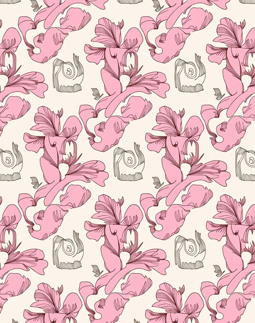 Pink Floral Whimsical Illustration Rug