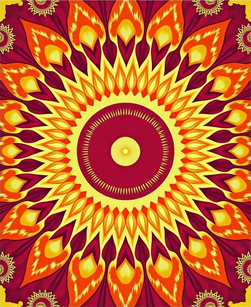 Radiant Sunburst Mandala Pattern Rug