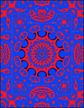Vibrant Red Blue Mandala Design Rug