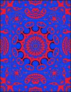 Vibrant Red Blue Mandala Design Rug