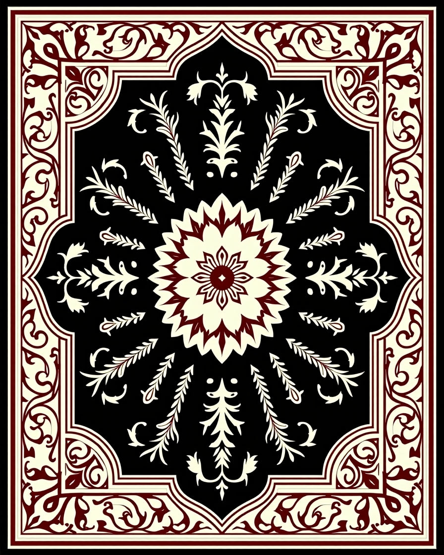 Elegant Floral Medallion Cream Rust Rug