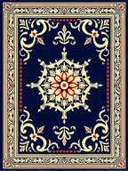 Navy Red Gold Medallion Classic Rug