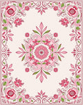 Pink Floral Garden Mandala Design Rug