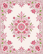 Pink Floral Garden Mandala Design Rug