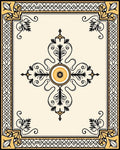Floral Scrollwork Centerpiece Border Rug