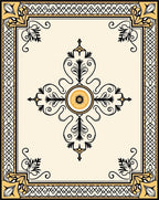 Floral Scrollwork Centerpiece Border Rug