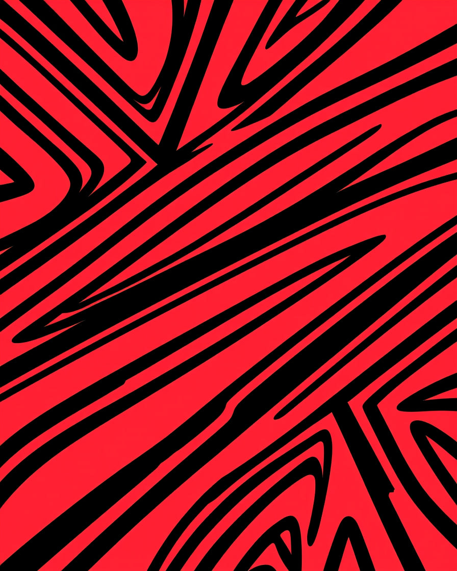 Bold Red Black Abstract Stripe Design Rug