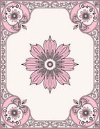 Pink Floral Scrollwork Decorative Rug