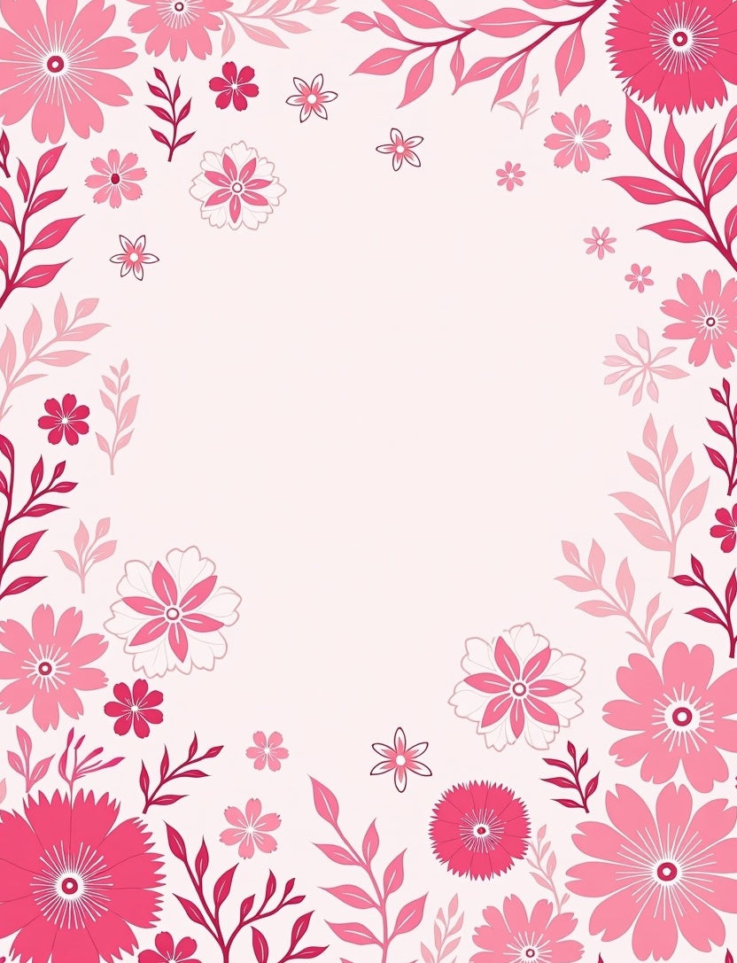 Pink Floral Border Design Rug