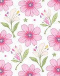 Delicate Pink White Floral Pattern Rug