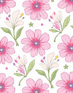 Delicate Pink White Floral Pattern Rug
