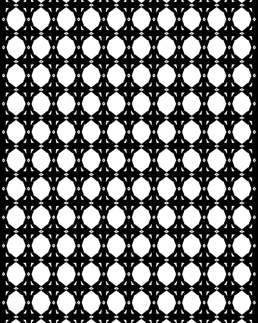 Black White Geometric Lattice Pattern Rug