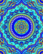 Bright Blue Yellow Mandala Design Rug