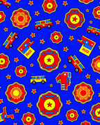 Red Fire Truck Star Medallion Rug
