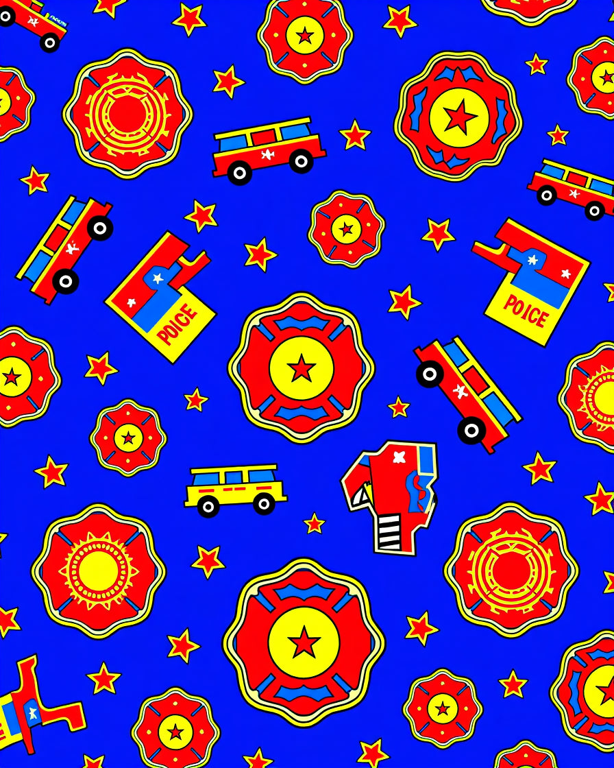 Red Fire Truck Star Medallion Rug