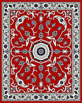 Intricate Red Floral Medallion Rug
