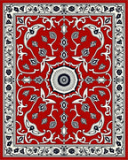 Intricate Red Floral Medallion Rug