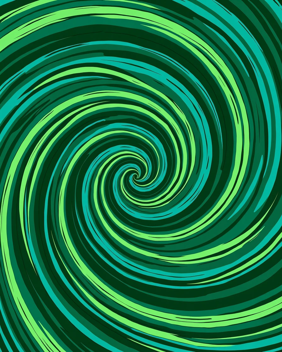 Swirling Green Strokes Pattern Rug