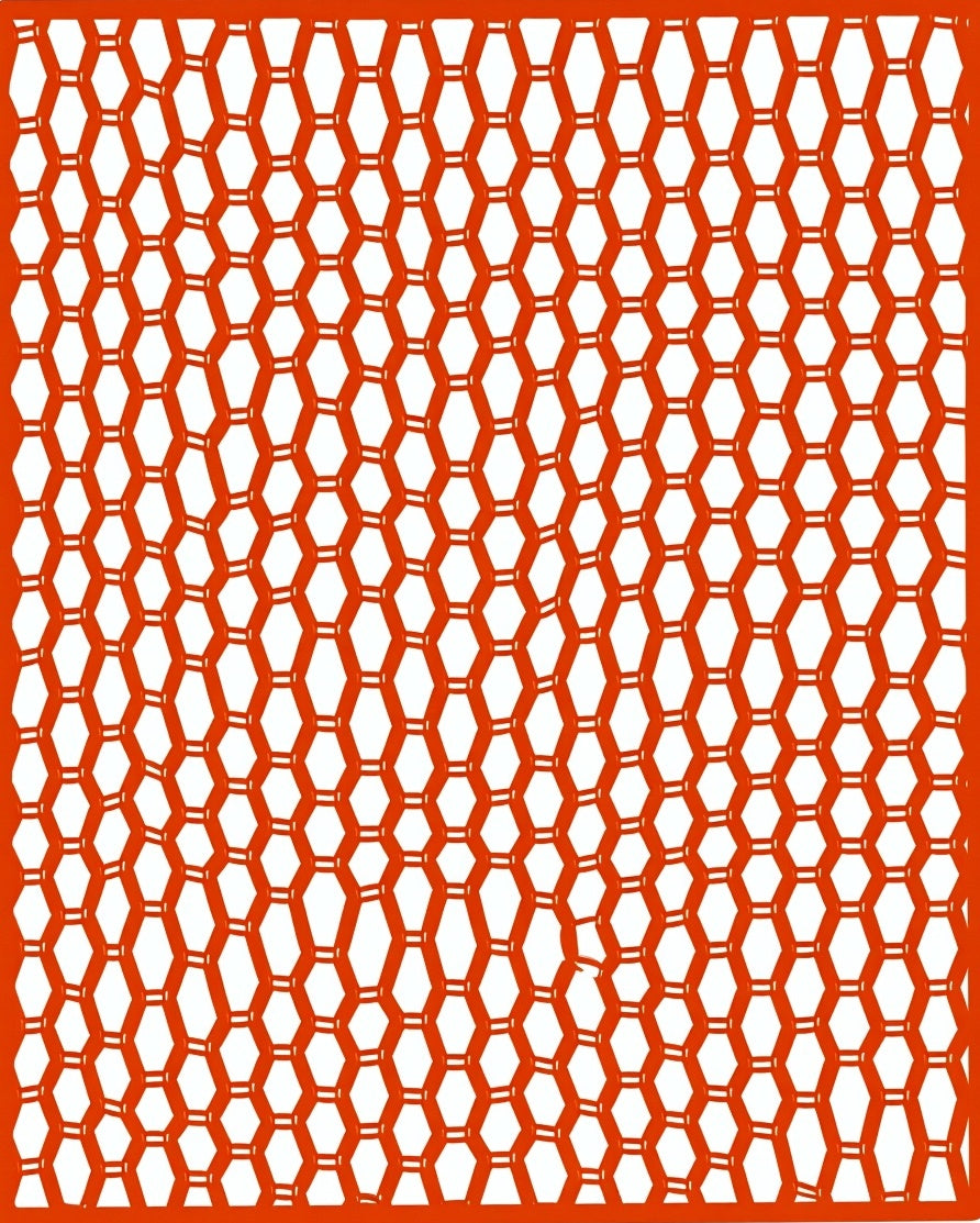 Modern Red Hexagonal Pattern Rug