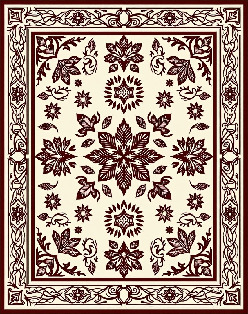 Ornate Floral Arrangement Design Rug