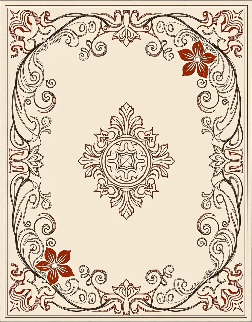 Floral Vine Scrollwork Pattern Rug