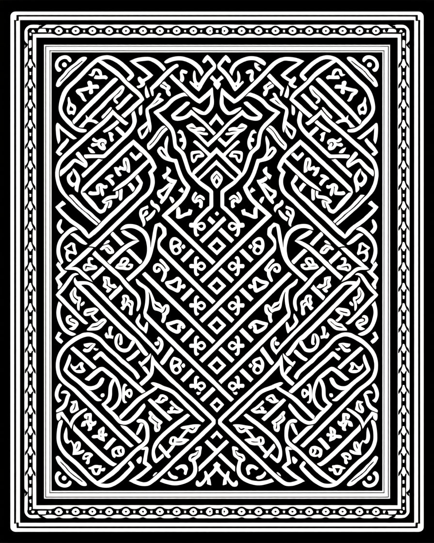 Intricate Celtic Knot Black White Pattern Rug