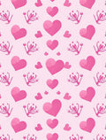 Pink Heart Floral Pattern Rug