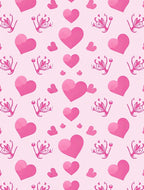 Pink Heart Floral Pattern Rug