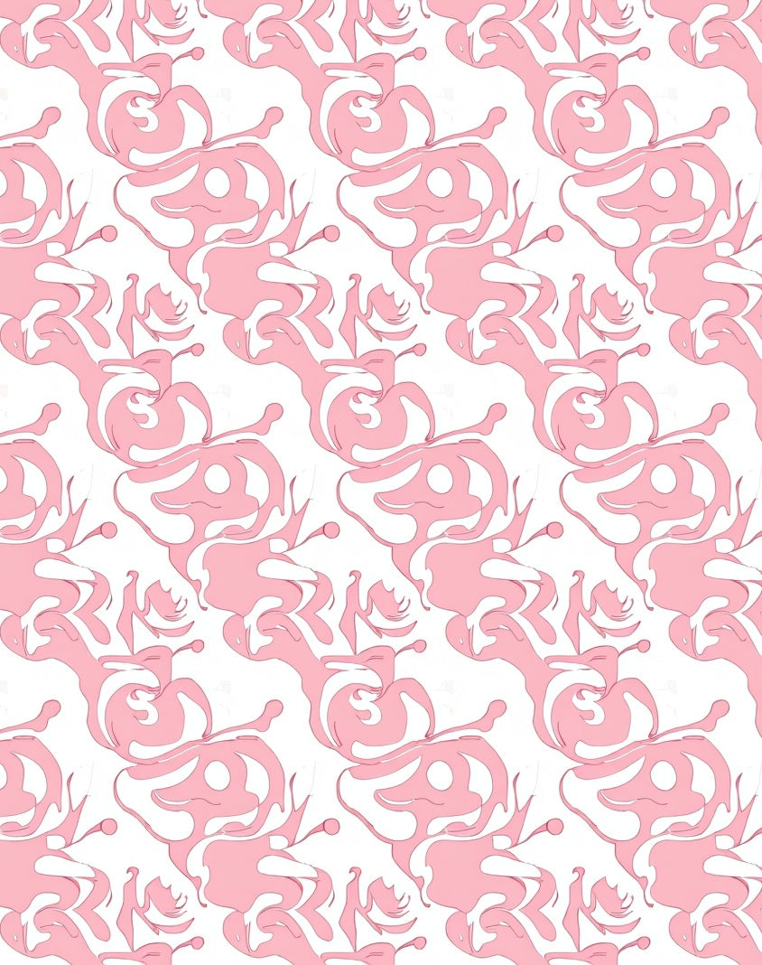 Pink Abstract Organic Flow Pattern Rug
